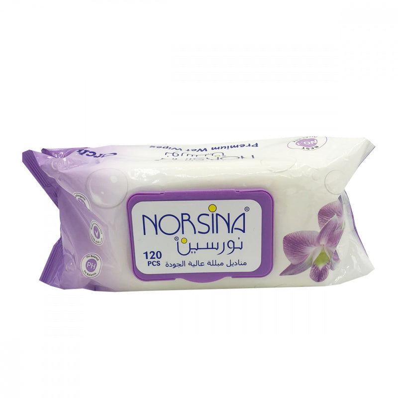 Norsina Orchid Moisturizing Wet Wipes, 120 Count