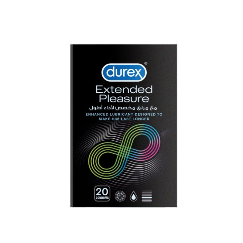 Durex Extended Pleasure Condoms with Benzocaine Lubricant, 20 Count