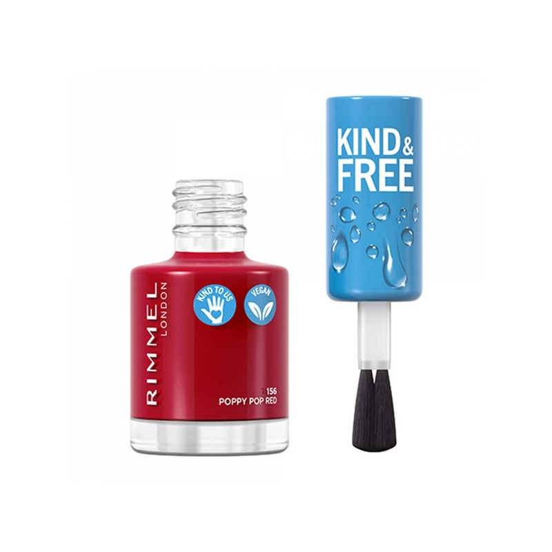 Kind & Free Nail Polish Bobbi Pop Red Plant-Based Strengthening Rimmel 8ml