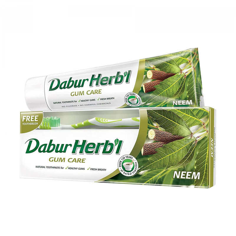Dabur Herbal Neem Toothpaste with Free Toothbrush, 150g