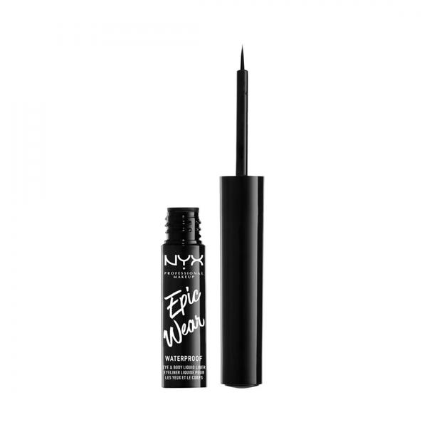 NYX Epic Wear Waterproof Liquid Eyeliner, Matte Black, 3-Day Wear