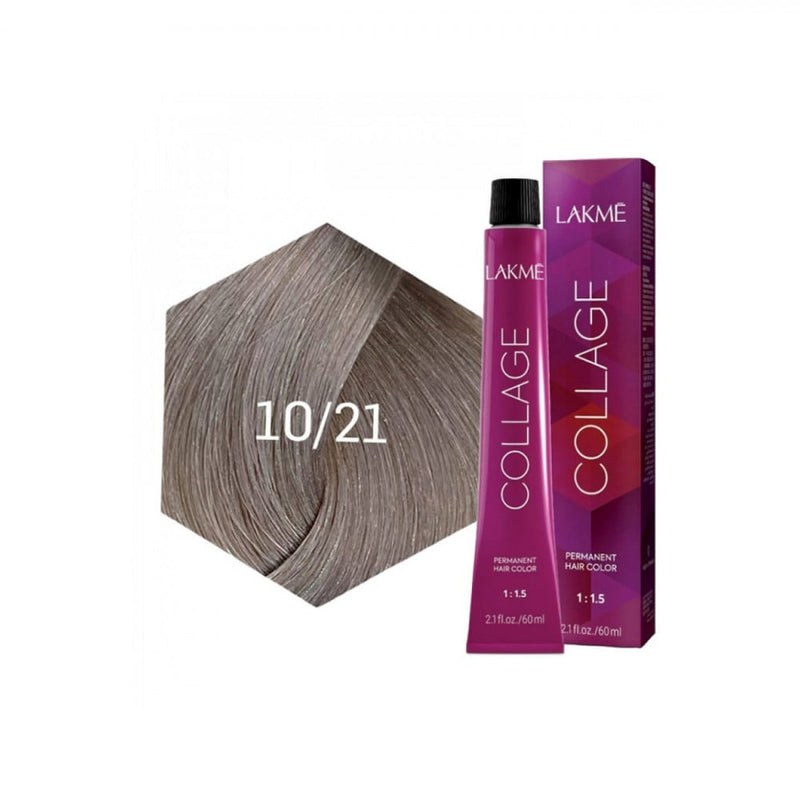 Lakme Collage Permanent Hair Dye 10/21 Violet Ash Platinum Blonde 60ml