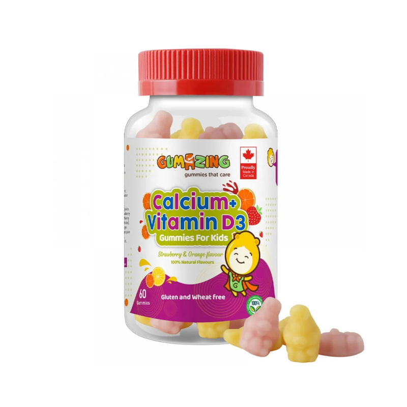 Childrens Calcium Gummies Vitamin D3 Bone Health Support GUMAZING 60 Pieces