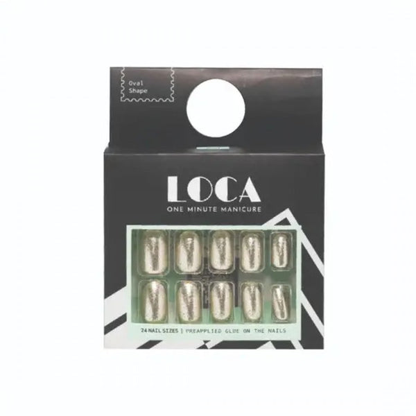 Luca Artificial Nails, Self-Adhesive, Gold, 24 Count, 10 Sizes