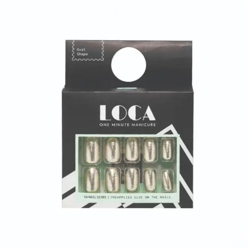 Luca Artificial Nails, Self-Adhesive, Gold, 24 Count, 10 Sizes