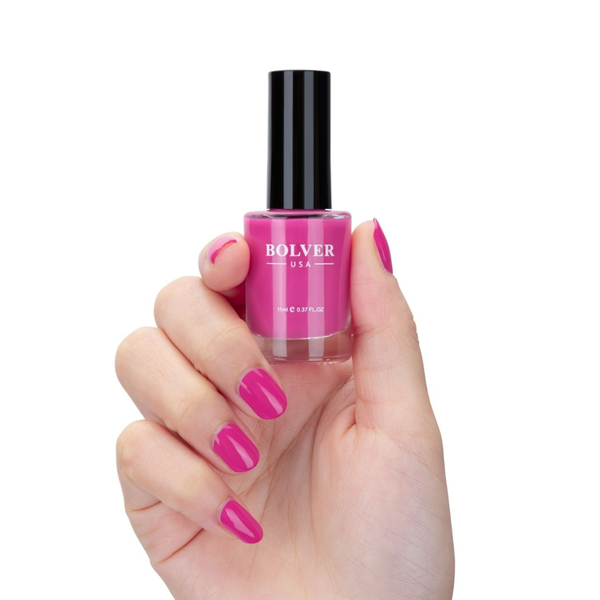 Bolver Nail Polish 722 Hot Pink, Quick-Dry, High-Gloss Finish