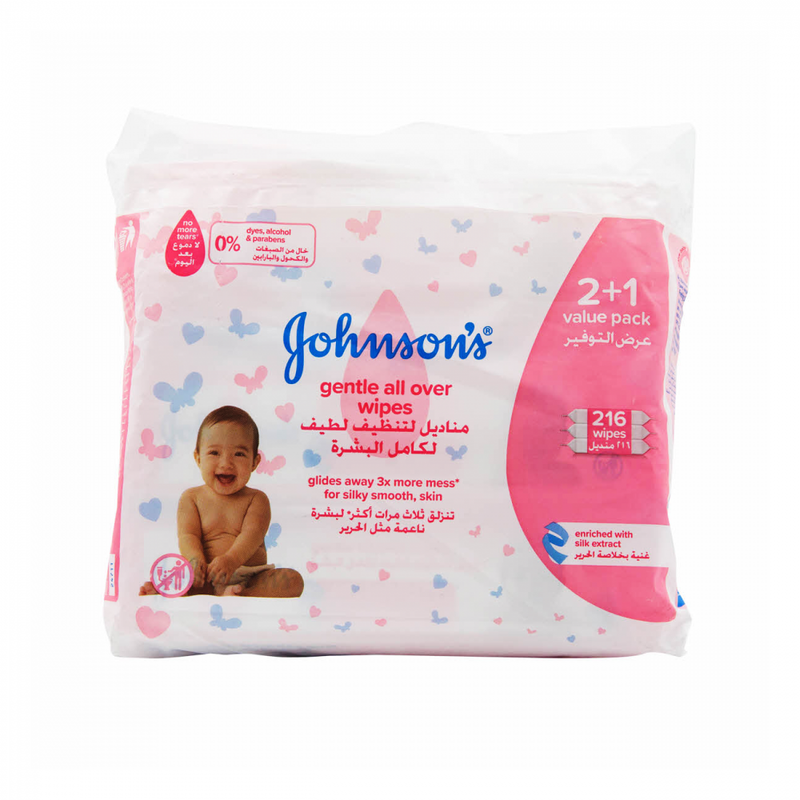 Johnson's Baby Wipes Unscented Sensitive Skin 216 Count