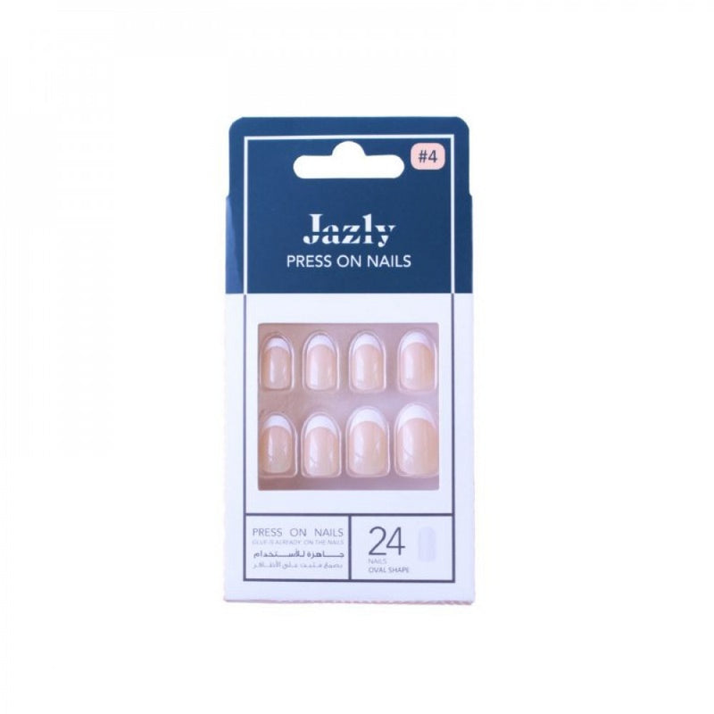 Jazli Artificial Nails Oval Shape Self-Adhesive 24 Count No. 4