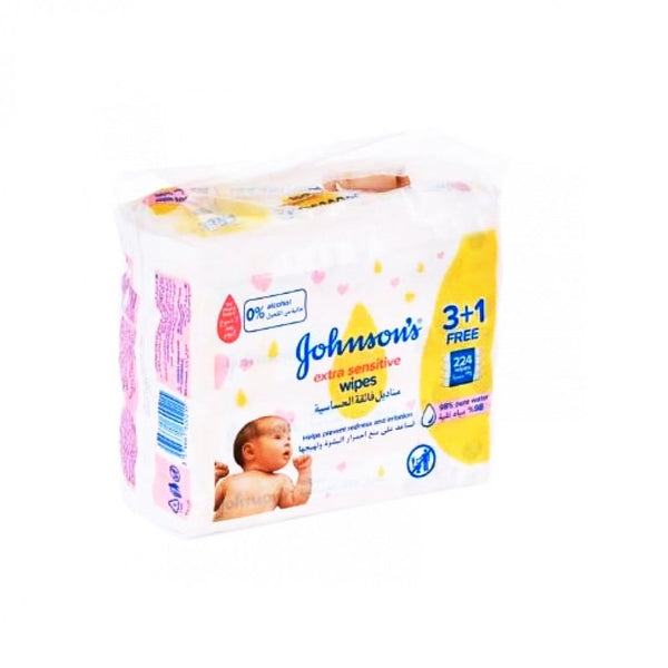 Johnson's Ultra Sensitive Baby Wipes, Fragrance-Free, 224 Count