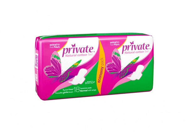 Private Ultra-Thin Sanitary Pads Regular Size 3mm 18 Pack