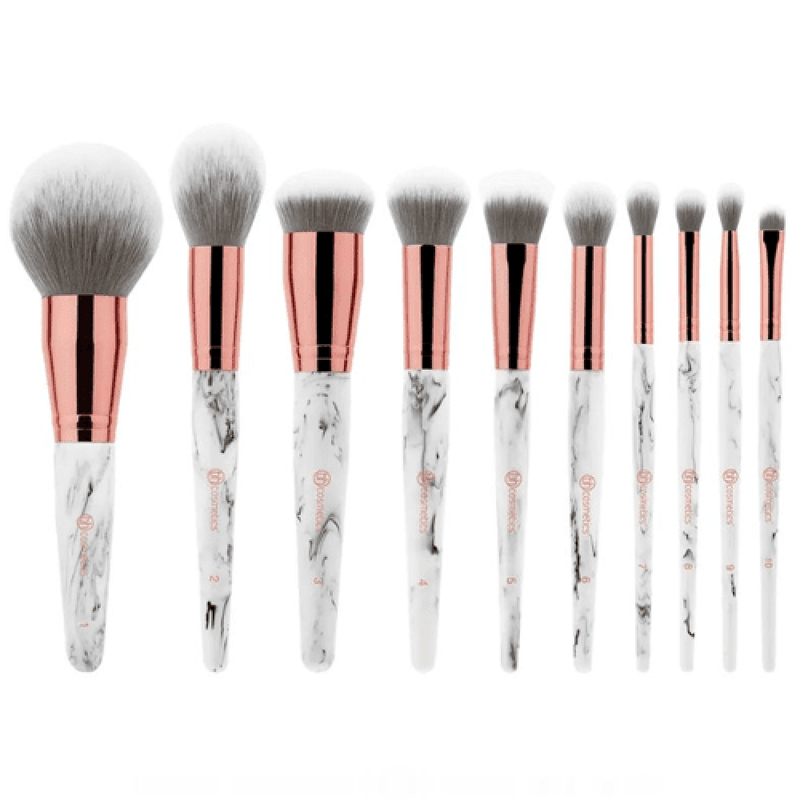 Bh Cosmetics Makeup Brush Set Marble Luxe 10-Piece Synthetic Collection