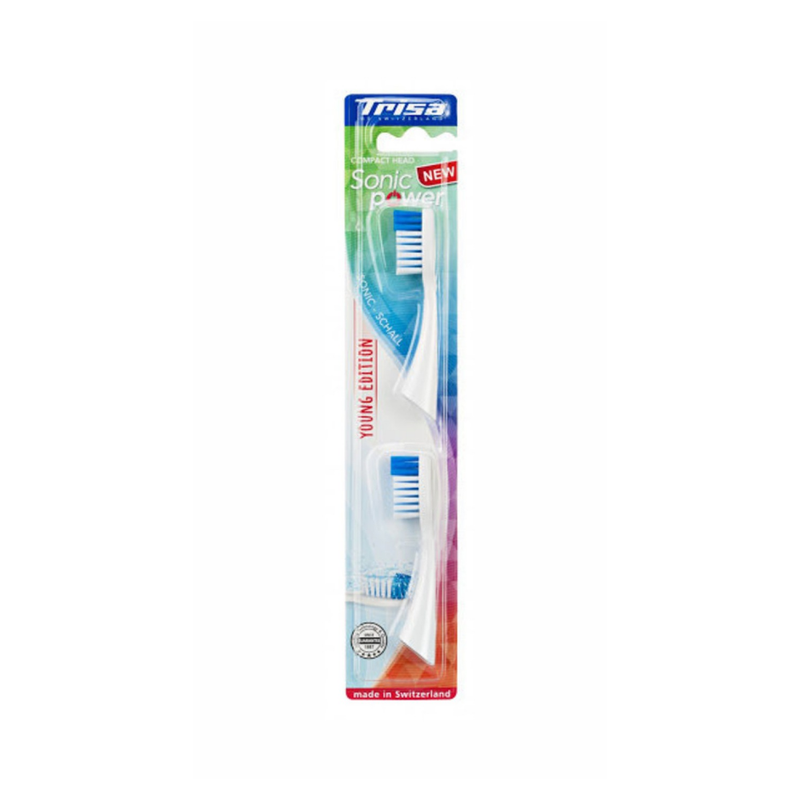 Trisa Sonicpower Replacement Brush Heads, Medium, Full Protection, Dual Pack