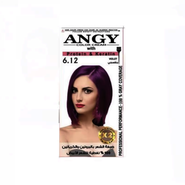 Angy Protein and Keratin Hair Dye, Gray Coverage, Purple, 192ml