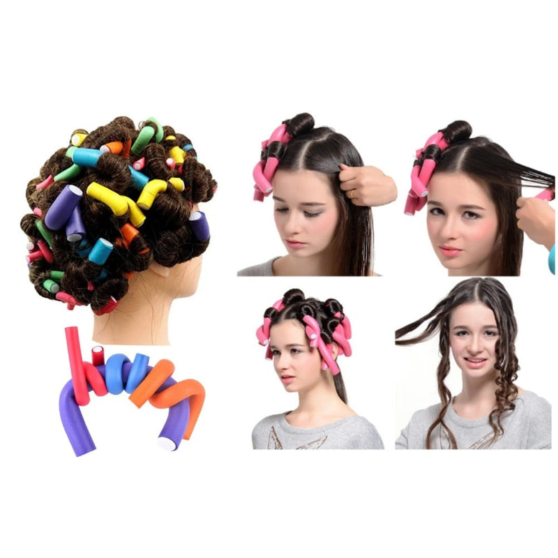 Queen Line Heatless Hair Rollers, Soft Foam Curlers, 15 Piece Set
