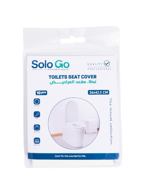 Solo Go Disposable Toilet Seat Covers - 10 Pcs, 36x42.5 cm