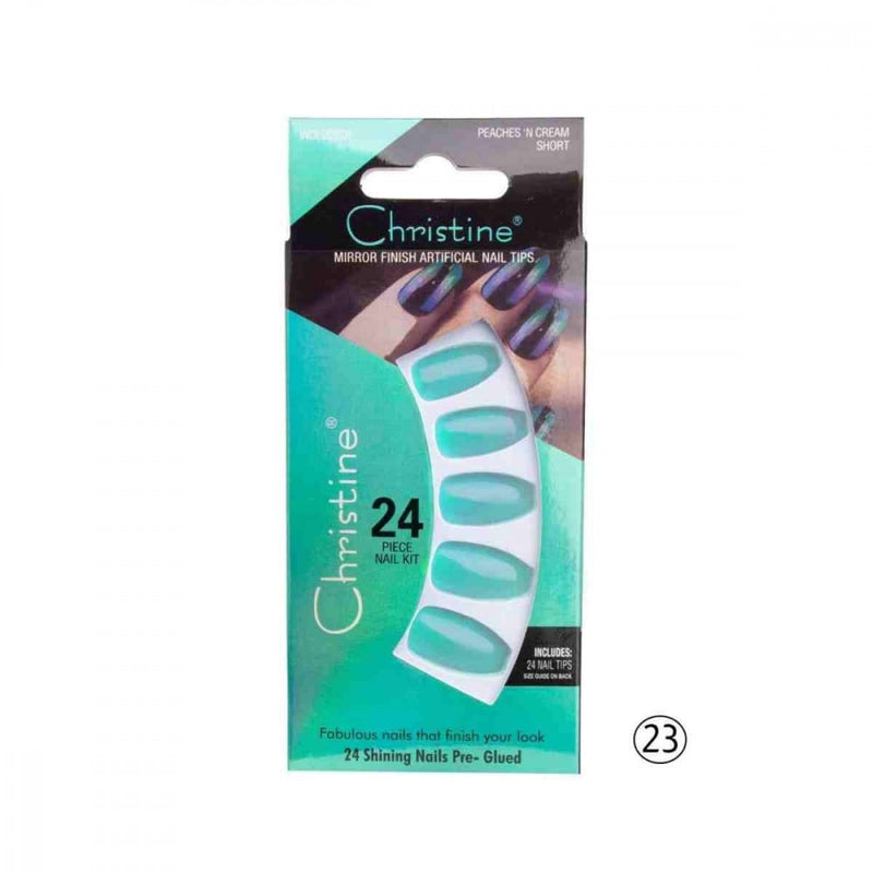Christine Self-Adhesive Colored Nail Set, 24-Piece, Style 023