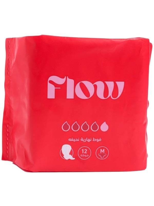 Flow Thin Day Sanitary Pads - Medium Size - 12 Count