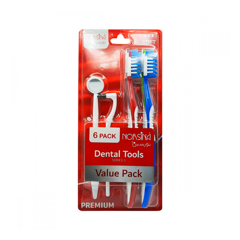 Norsina Toothbrush Set Economy Pack Soft Bristles 6-Piece