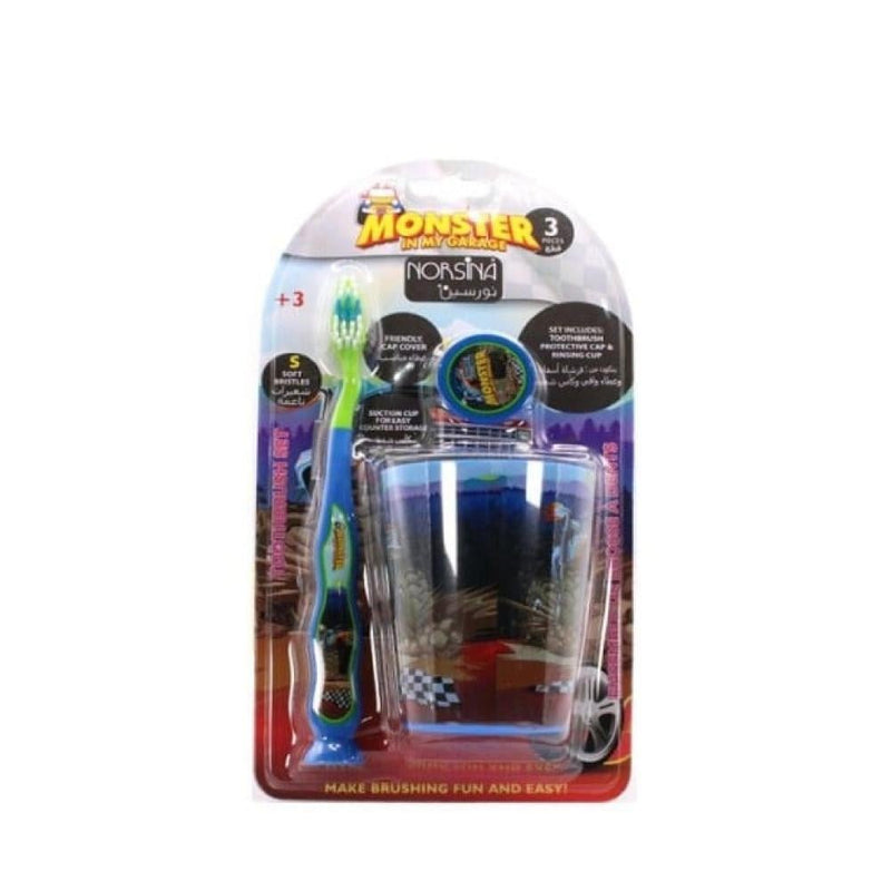 Norsina Children's Car Toothbrush with Protective Cover and Storage Cup