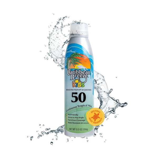 Caribbean Breeze Kids Sunscreen Spray SPF 50, Water-Resistant, 156g