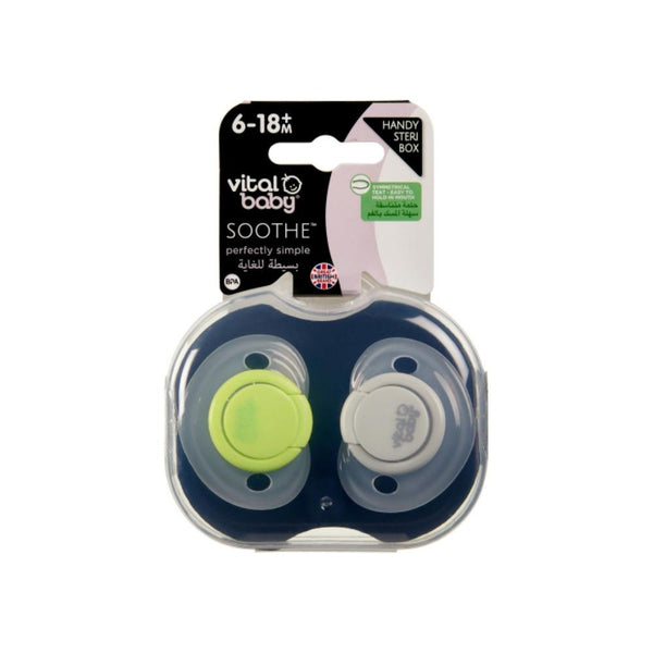 Vital Baby Sooth Soft Touch Pacifier, 6-18 Months, 2 Pieces, Girly Design
