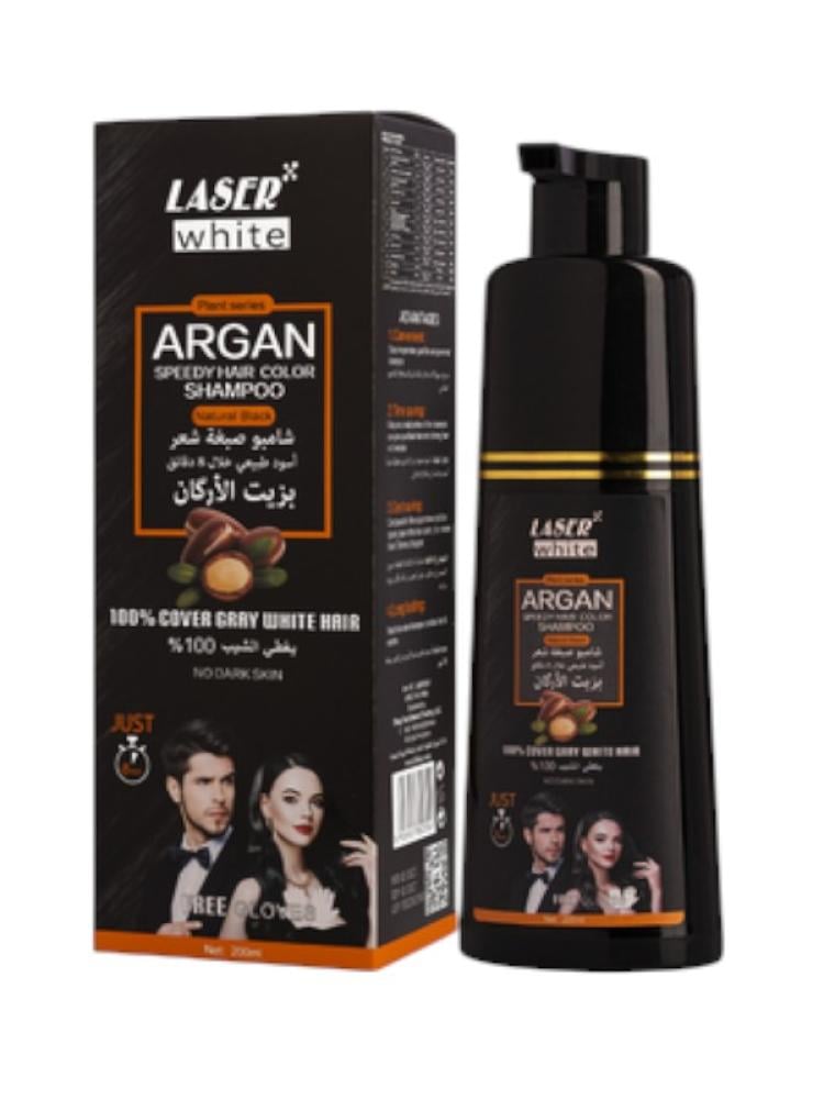 Laser White Argan Oil Hair Color Shampoo - Black, 200ml