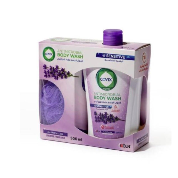 Covix Antibacterial Body Wash Lavender Scent 500ml with Loofah