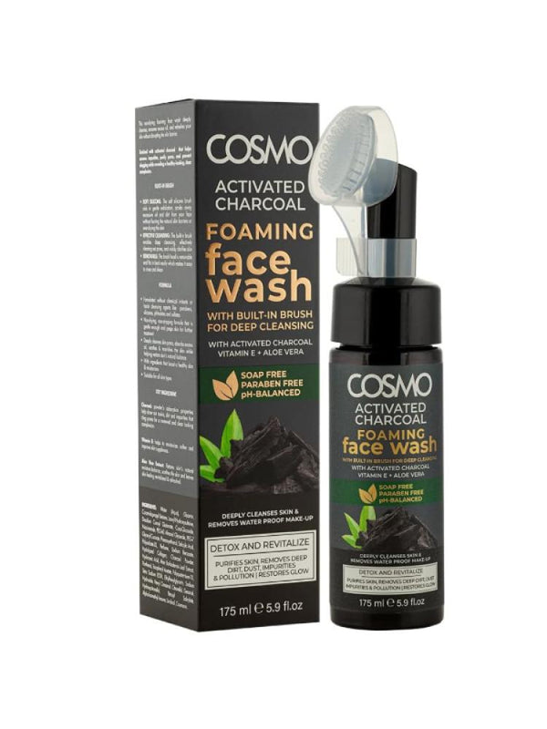 Foaming Face Wash Activated Charcoal Deep Cleansing Brush Cosmo 175ml