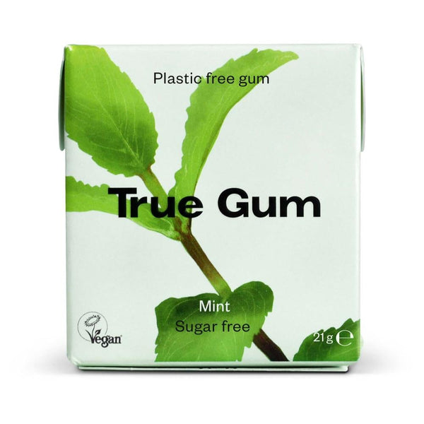 Sugar Free Chewing Gum Peppermint Flavor Plastic Free True Gum 21g