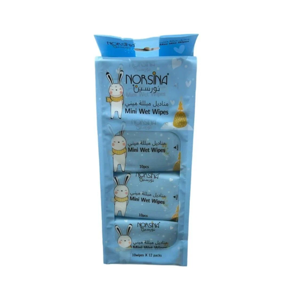 Nourseen Mini Blue Wet Wipes 10 Wipes 12 Pack Set