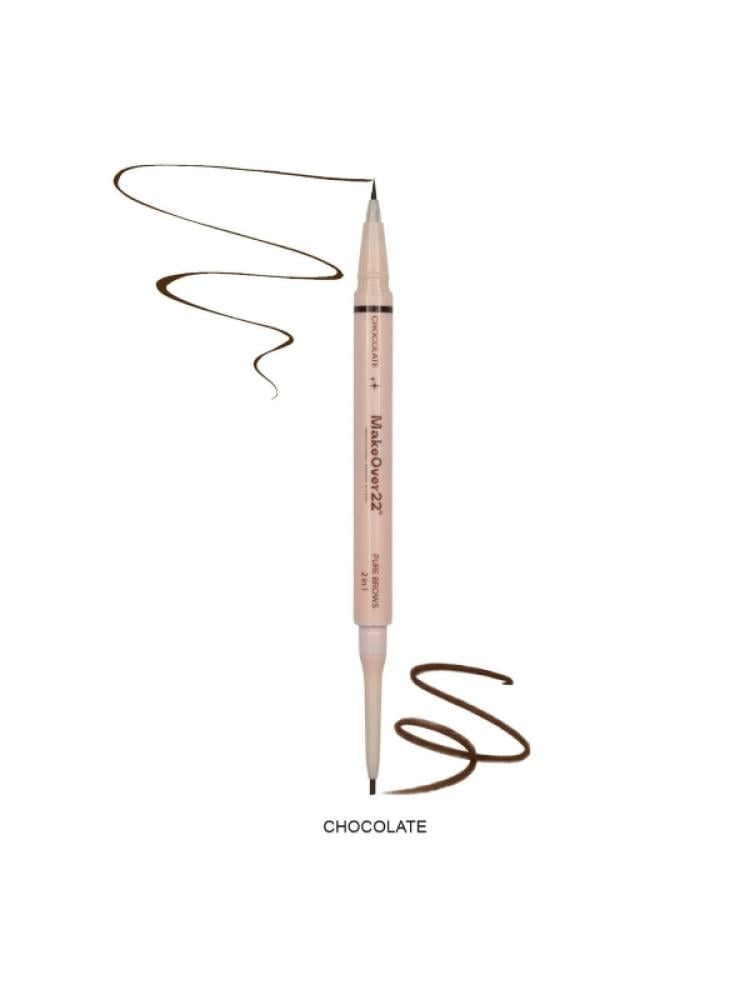 2-in-1 Eyebrow Pencil with Brush Waterproof Make Over 22 Chocolate PW01