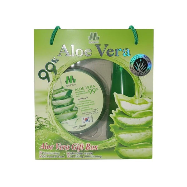 Best Skincare Set Aloe Vera Gel & Scrub Moisturising Exfoliating Morvon 300ml+150ml