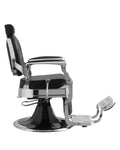 Salon System Men's Barber Chair Black Leather Silver Iron Reclining