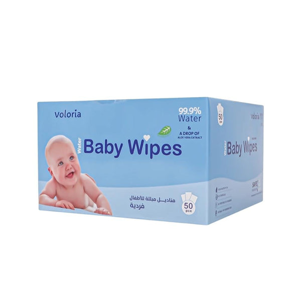 Voloria Baby Wipes with 99.9% Purified Water, Alcohol-Free, 50 Count
