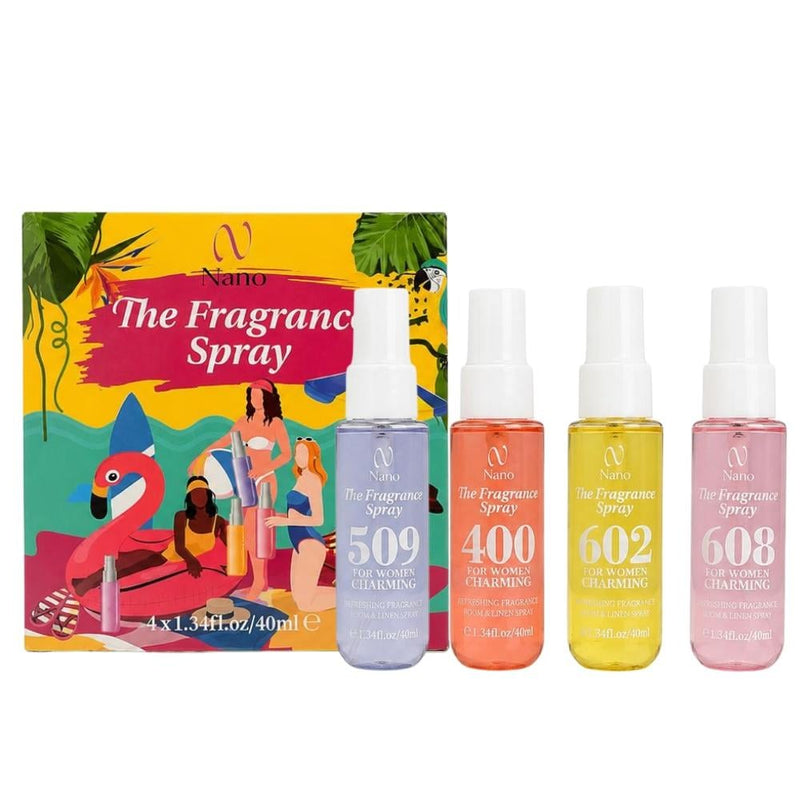 Body Mist Set Floral and Fruity Scents Nano Rose 4 Pieces