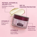 Retinol Day Cream SPF 20 Moisturizer with Vitamin A for Wrinkle Reduction, 50g