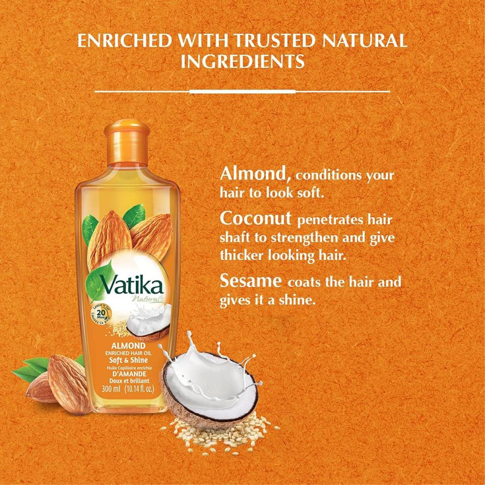 Vatika Almond Hair Oil for Softness & Shine 200ml
