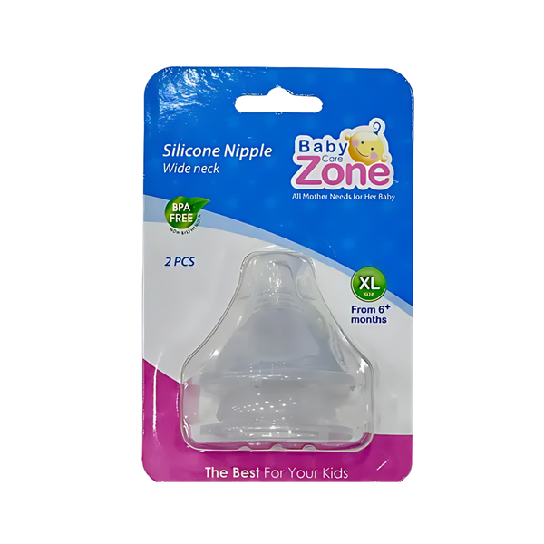 Baby Zone Silicone Feeding Nipple Size ML 2-Pack 6 Months+