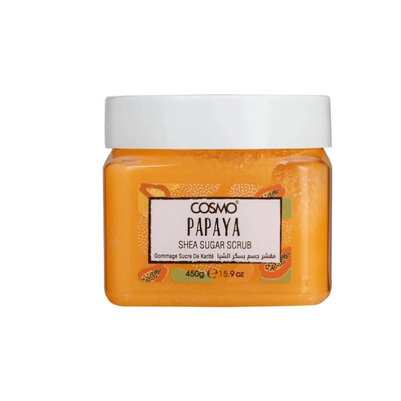 Cosmo Shea Butter & Papaya Sugar Scrub, Exfoliating Body Scrub, 450g