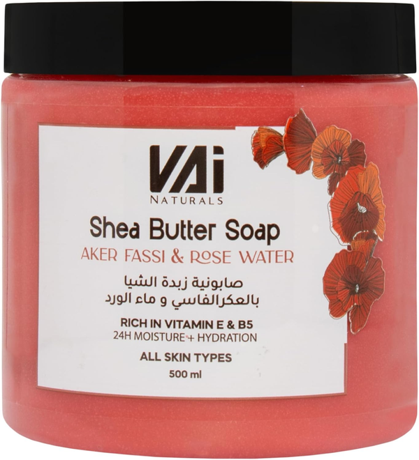 Liquid Castile Soap Aker Fassi & Rose Water Shea Butter VAI Naturals 500ml