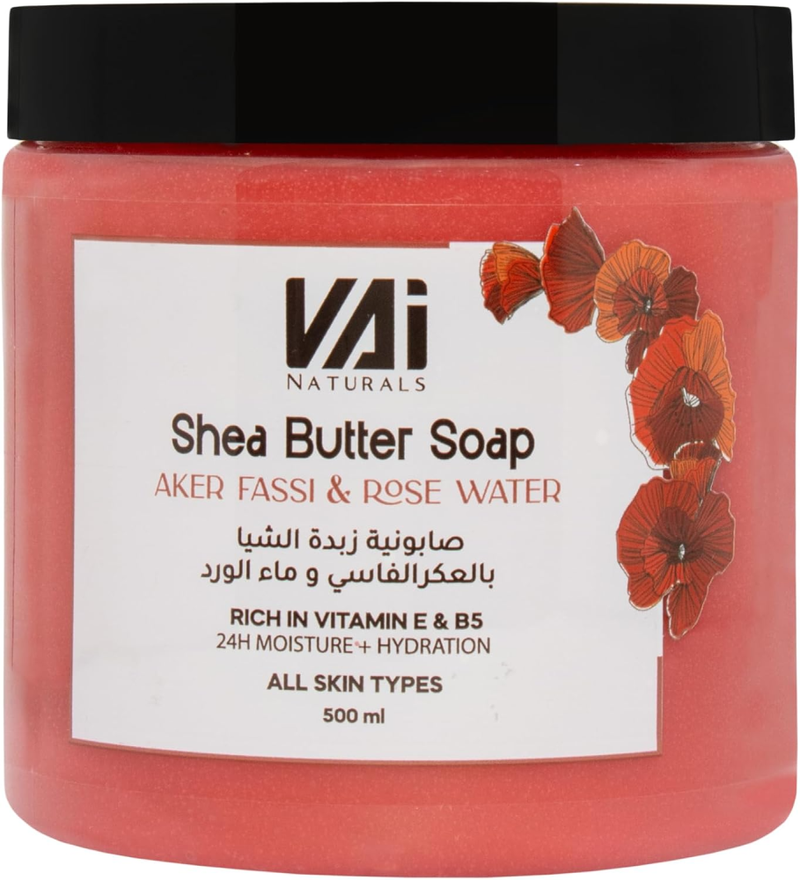 Liquid Castile Soap Aker Fassi & Rose Water Shea Butter VAI Naturals 500ml
