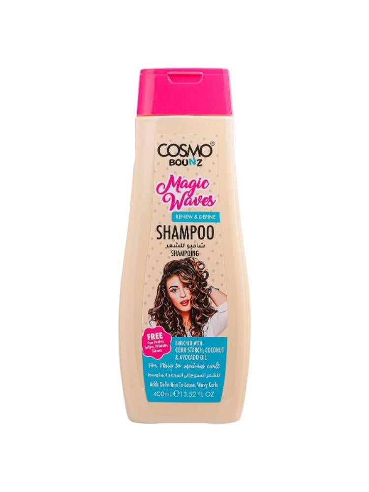 Cosmo Bounz Magic Waves Shampoo for Wavy Hair with Corn Starch, Coconut & Avocado Oil - 400ml