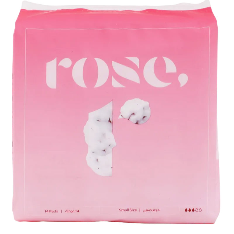 Small Cotton Sanitary Pads Moderate Flow Rose Organic 14 Pads
