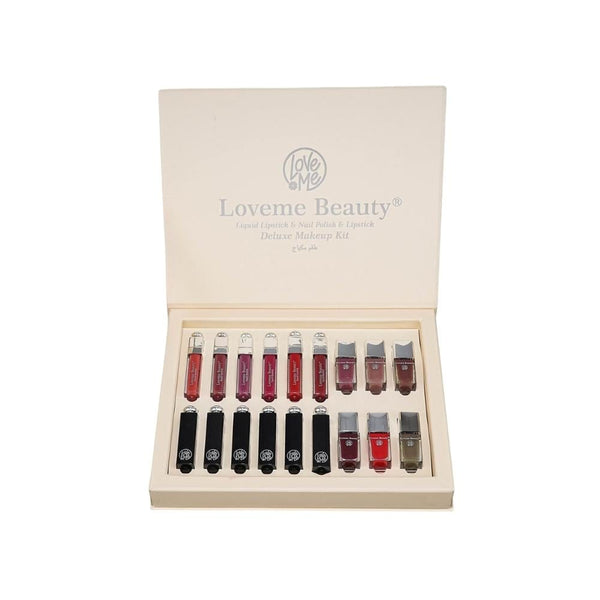 Love Me Beauty Lip and Nail Polish Set, 18 Pieces, Liquid and Matte Lipsticks