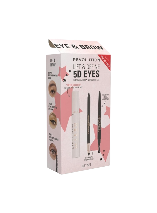 Eye Makeup Kit 3-Piece Set 5D Lifting Defining Mascara Eyeliner Revolution