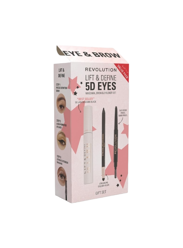 Eye Makeup Kit 3-Piece Set 5D Lifting Defining Mascara Eyeliner Revolution