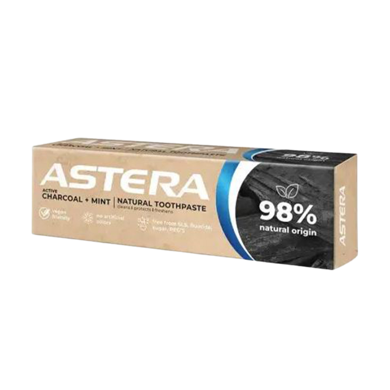 Astera Charcoal and Mint Toothpaste for Whitening and Gum Care, 75ml