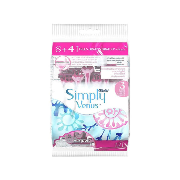 Gillette Simply Venus 3 Disposable Razors for Women Sensitive 12 Count