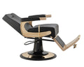 Salon System Men's Barber Chair - Black with Gold Frame