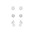 Earrings Set Silver Marigold Rhodium Plated Hypoallergenic Navarro